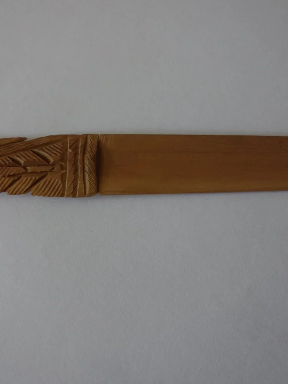 Vintage Carved Peacock Handle Wooden Letter Opener about 7.25
